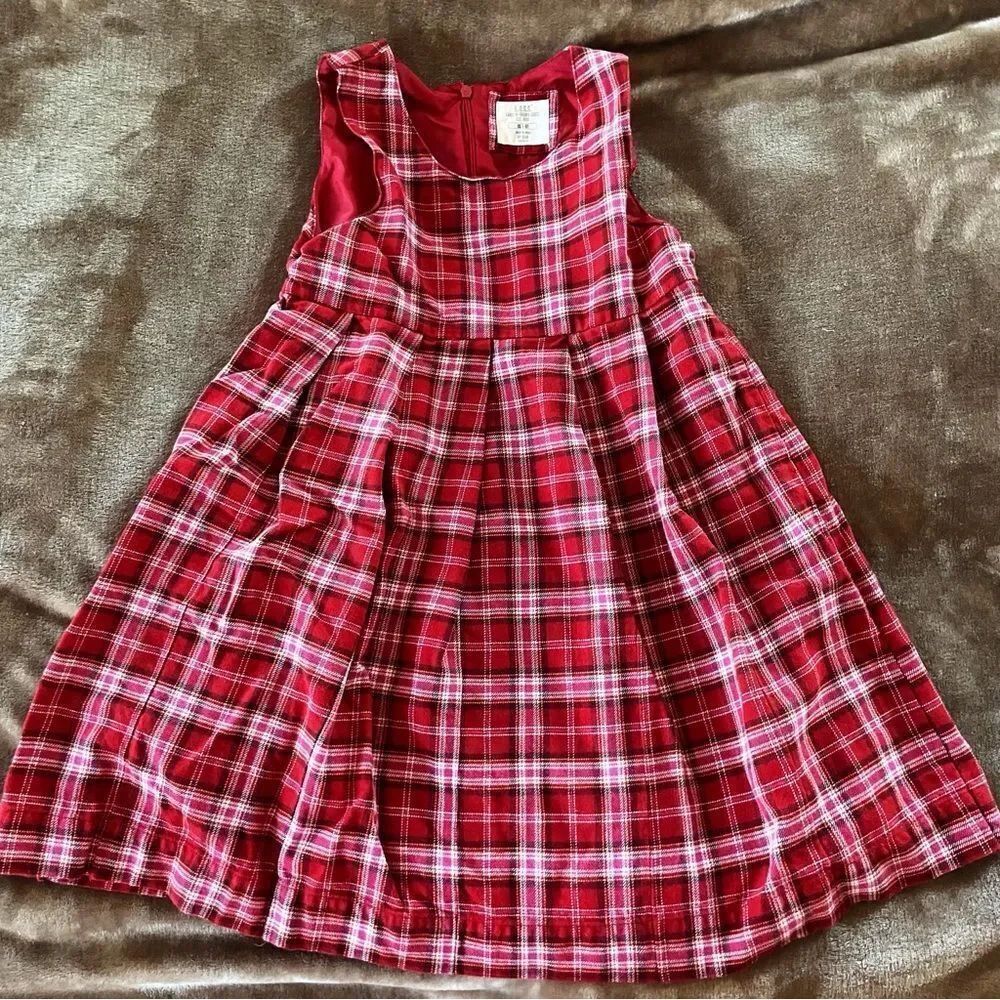H&M Red Plaid Girls Jumper Dress Lined Size 7-8